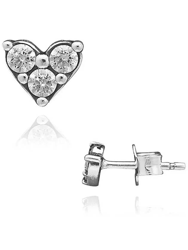 Triple Stone Heart Earrings Silver - PANDORA - BALAAN 4