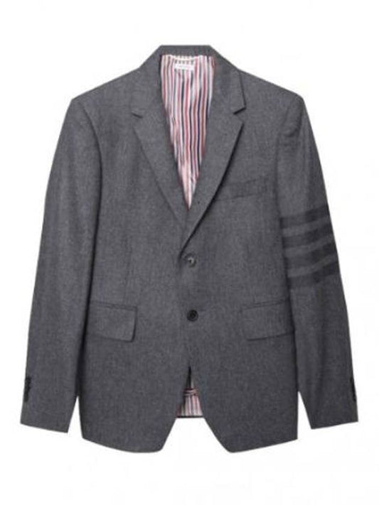Blazer Tonal 4 Bar Stripe Flannel Wool Cashmere Jacket - THOM BROWNE - BALAAN 1