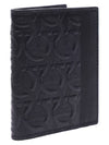 Salvatore Travel Embossed Card Holder Black - SALVATORE FERRAGAMO - BALAAN.