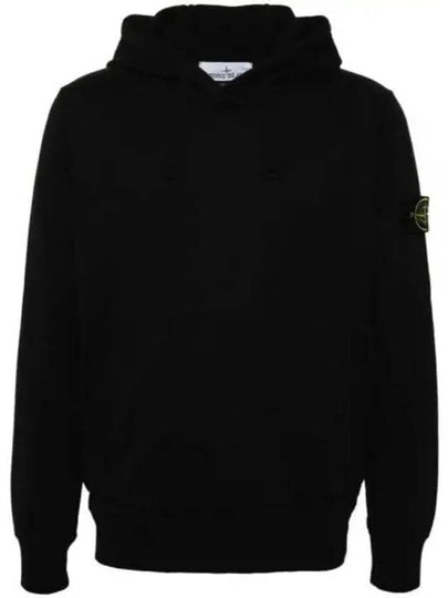 Cotton Fleece Garment Dyed Hoodie Black - STONE ISLAND - BALAAN 2