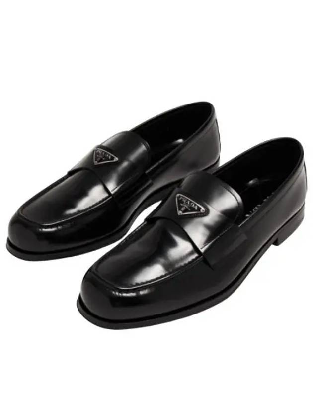 Brushed Leather Loafers Black - PRADA - BALAAN 2