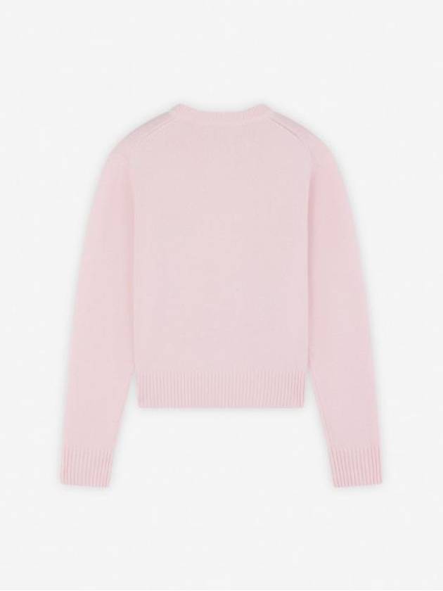 Bold Fox Head Embroidered Crop Knit Top Pink - MAISON KITSUNE - BALAAN 3