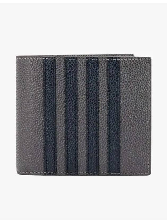 4-Bar Stripe Half Card Holder Dark Grey - THOM BROWNE - BALAAN.
