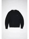 Face Logo V-Neck Knit Top Black - ACNE STUDIOS - BALAAN 2