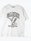 Women's Cocktail Print Relaxed Fit Short Sleeve T-Shirt White - GANNI - BALAAN 2