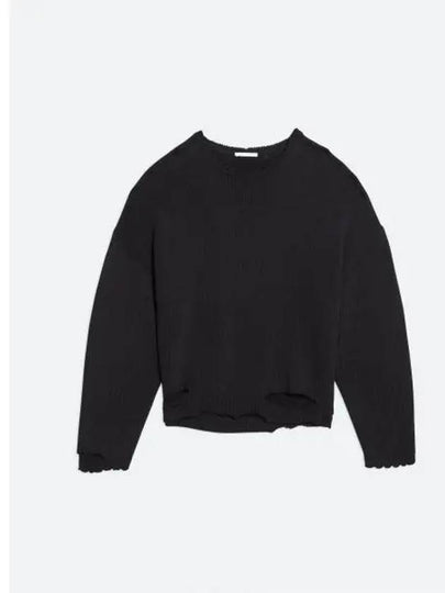 Distressed Crewneck Jumper Knit Top Black - HELMUT LANG - BALAAN 2