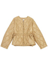 Women's Quilted Recycled Nylon Down Zip-Up Jacket Beige - GANNI - BALAAN 2