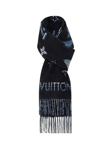 LV Galaxy Tartan Scarf Black - LOUIS VUITTON - BALAAN 1