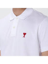 Heart Logo Polo Shirt White - AMI - BALAAN 5