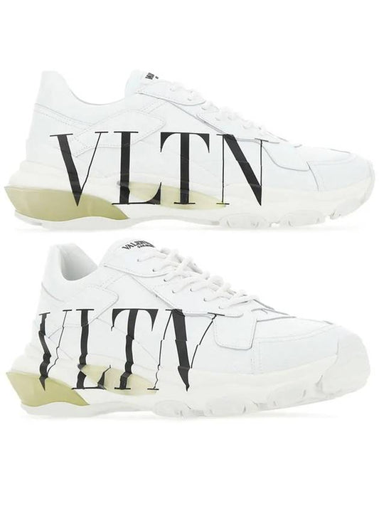 Men's Calfskin VLTN Logo Bounce Low Top Sneakers White - VALENTINO - BALAAN 2