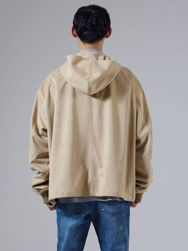 Suede Hooded Jumper Beige - UNNORM IS DEAD - BALAAN 4