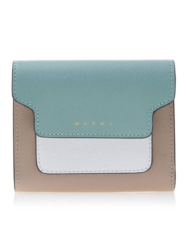 Saffiano Tri-Fold Half Wallet Blue - MARNI - BALAAN 1