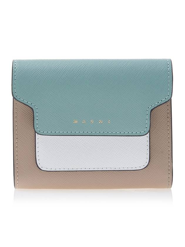 Saffiano Tri-Fold Half Wallet Blue - MARNI - BALAAN 1