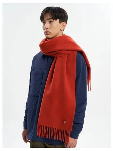 Men s Bold Foxhead Patch Scarf Muffler Red Rust Domestic Product GM0023072772497 - MAISON KITSUNE - BALAAN 1