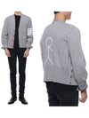 Men's 4 Bar Mr. Tom Icon Intarsia Bag Classic Merino Wool Cardigan Grey - THOM BROWNE - BALAAN 3