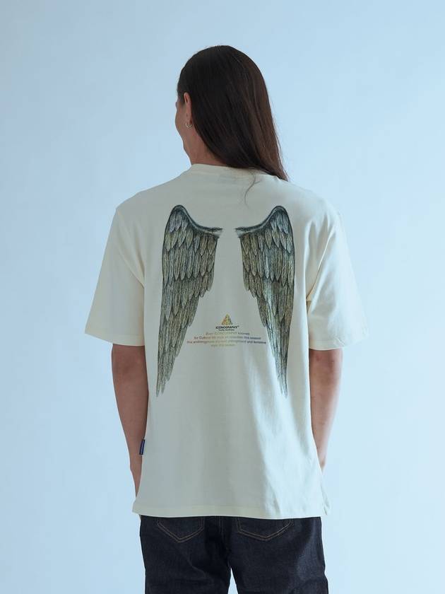 Hand Drawingwing Short Sleeve T-Shirt Cream - ICONOGRAPHY - BALAAN 1