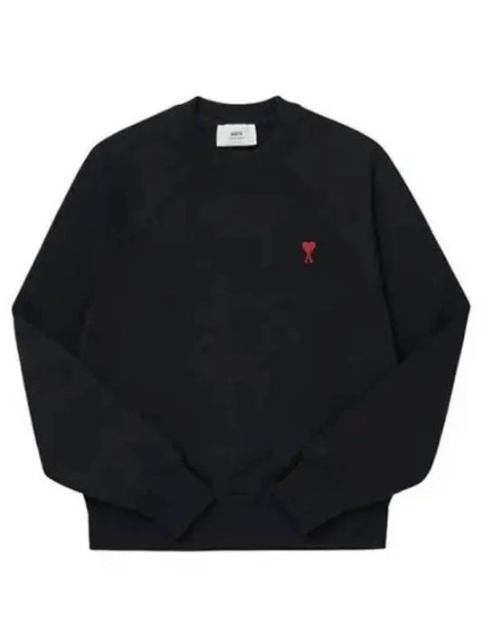 Small Heart Logo Sweatshirt Black - AMI - BALAAN 2