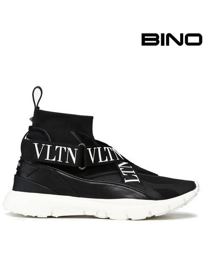 Logo Heroes Socks High Top Sneakers Black - VALENTINO - BALAAN 2