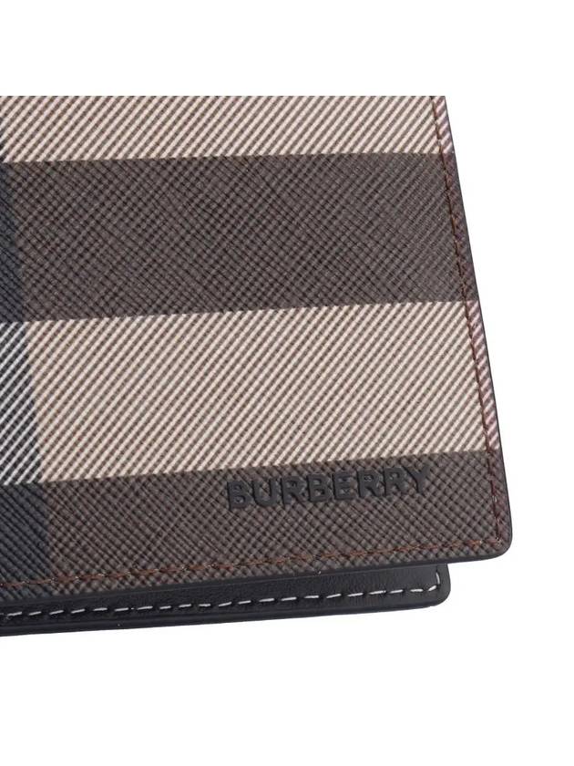 Check Leather International Bifold Wallet Dark Birch Brown - BURBERRY - BALAAN 3