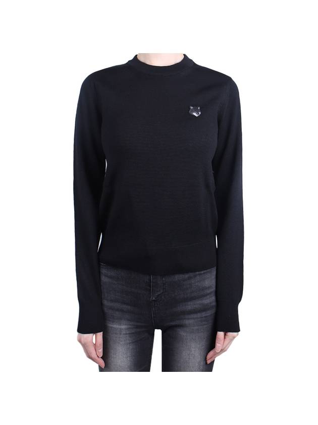 Women's Bold Foxhead Wool Knit Black MW00801KT1036 P199 - MAISON KITSUNE - BALAAN 1