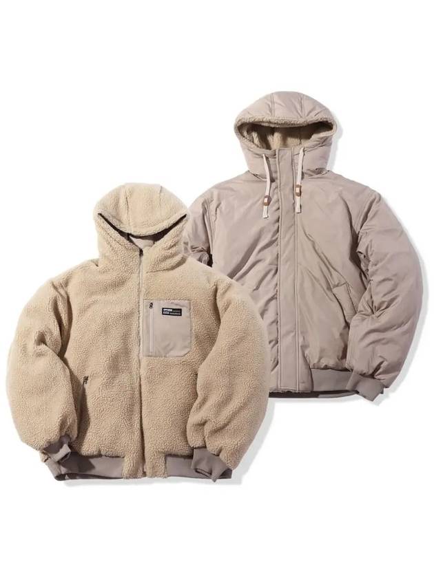 reversible sherpa hooded bomber jacket beige - OFFGRID - BALAAN 4