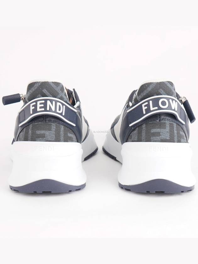 Flow FF Jacquard Leather Running Low Top Sneakers Blue - FENDI - BALAAN 6