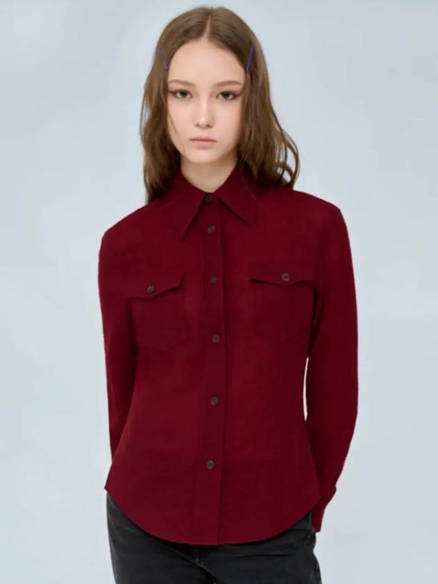 Slim fit shirt outerwear wool 100 wine 0125 - VOYONN - BALAAN 6