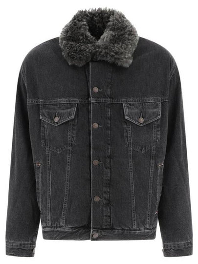 Sherpa Collar Denim Jacket Black - ACNE STUDIOS - BALAAN 2