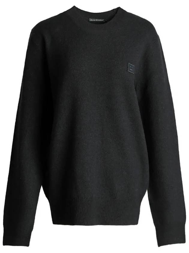 Kalon Face Crew Neck Knit Top Black - ACNE STUDIOS - BALAAN 3