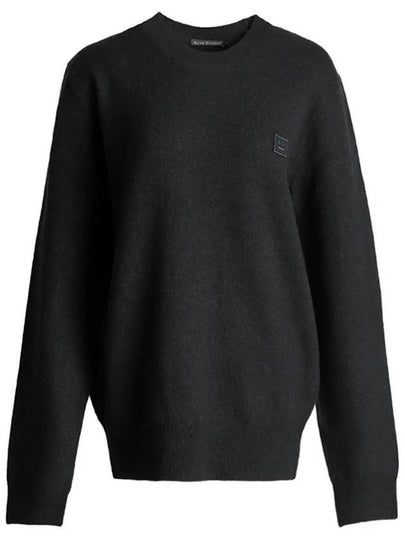 Kalon Face Crew Neck Knit Top Black - ACNE STUDIOS - BALAAN 2