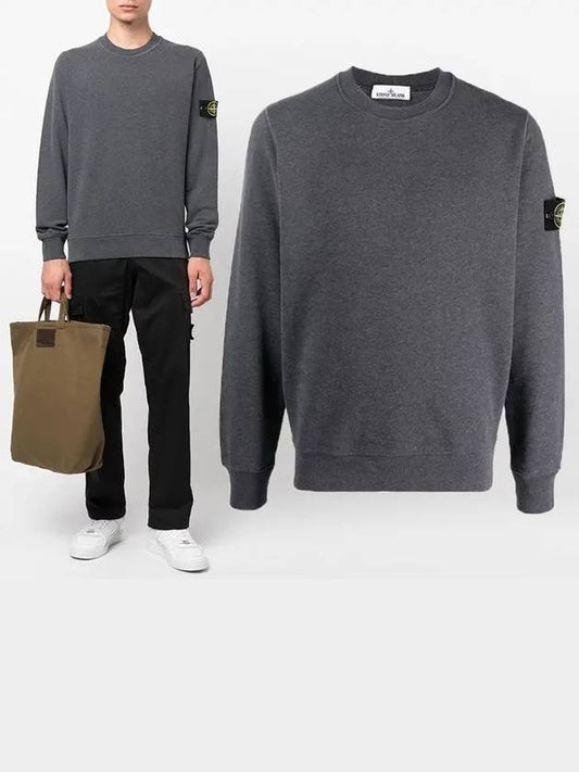 Wappen Patch Crew Neck Sweatshirt Grey - STONE ISLAND - BALAAN.