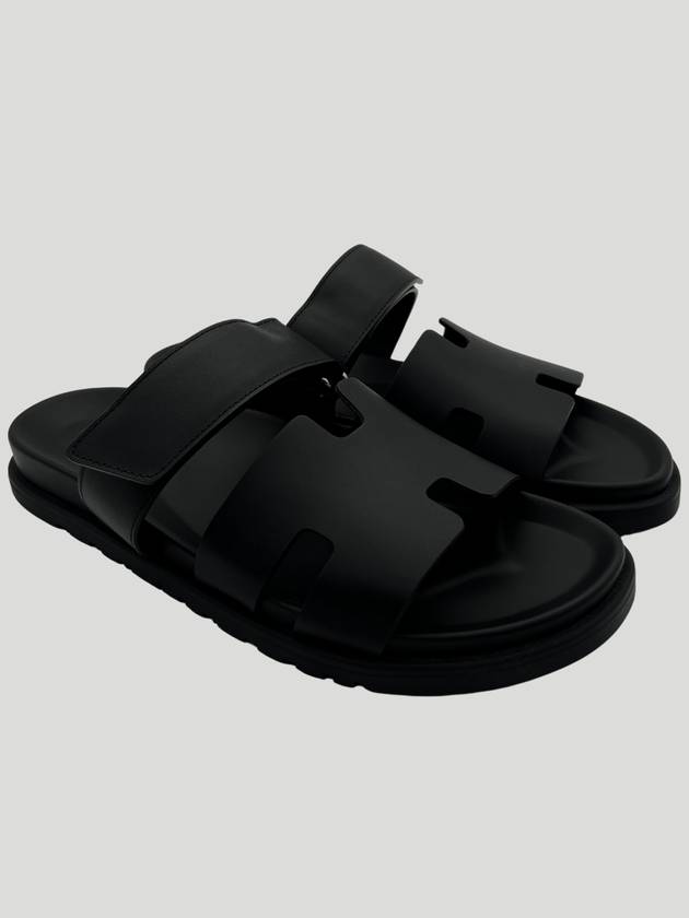 Hermes Chypre H Logo Calfskin Sandals Black - HERMES - BALAAN 8