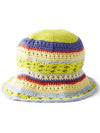 Striped Organic Cotton Crochet Bucket Hat Yellow - GANNI - BALAAN 1