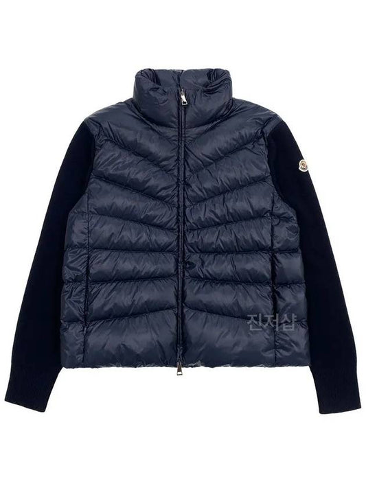 Padded Wool Cardigan Navy Blue - MONCLER - BALAAN 2