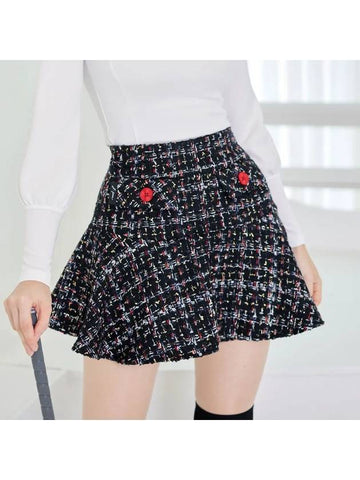 Golf Wear Tweed Flower Skirt Black - J JANE - BALAAN 1