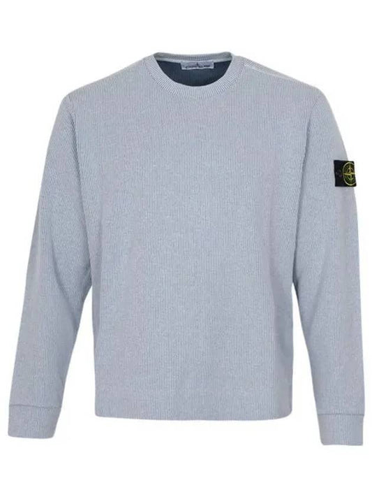 Compass Badge Crew Neck Ribbed Cotton Knit Top Sky Blue - STONE ISLAND - BALAAN 2