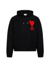 Big Heart Logo Wool Hoodie Black - AMI - BALAAN 2