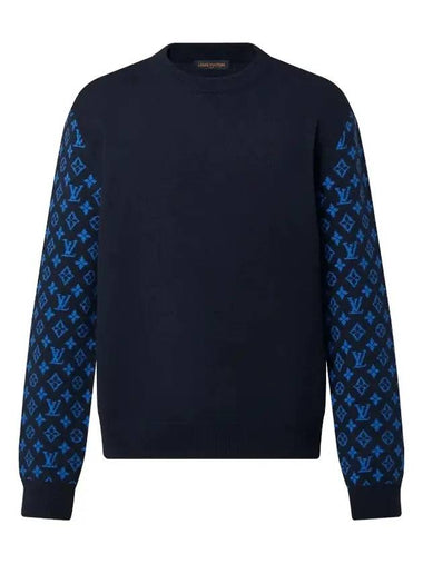 Monogram Mix Cashmere Crew Neck Knit Top Navy - LOUIS VUITTON - BALAAN 1