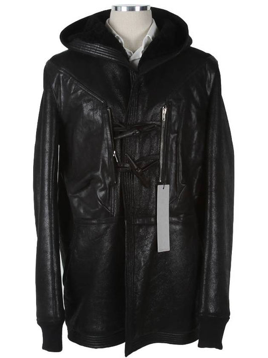 RU9788 Leather Hooded Mouton Jacket - RICK OWENS - BALAAN 1