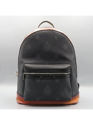 Black Brown Leather Explorer Medium Canvas Backpack - BERLUTI - BALAAN 1