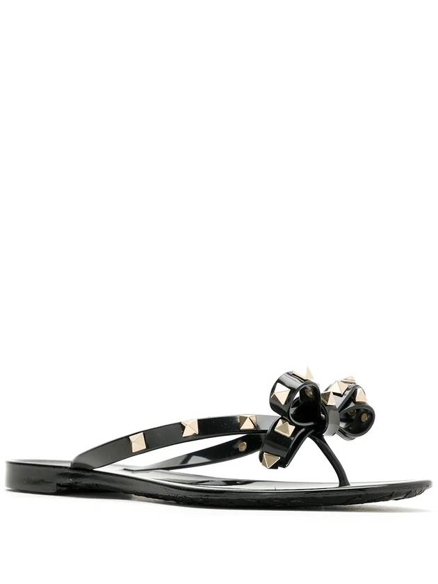 Garavani Rockstud Bow Flip Flops Black - VALENTINO - BALAAN 3