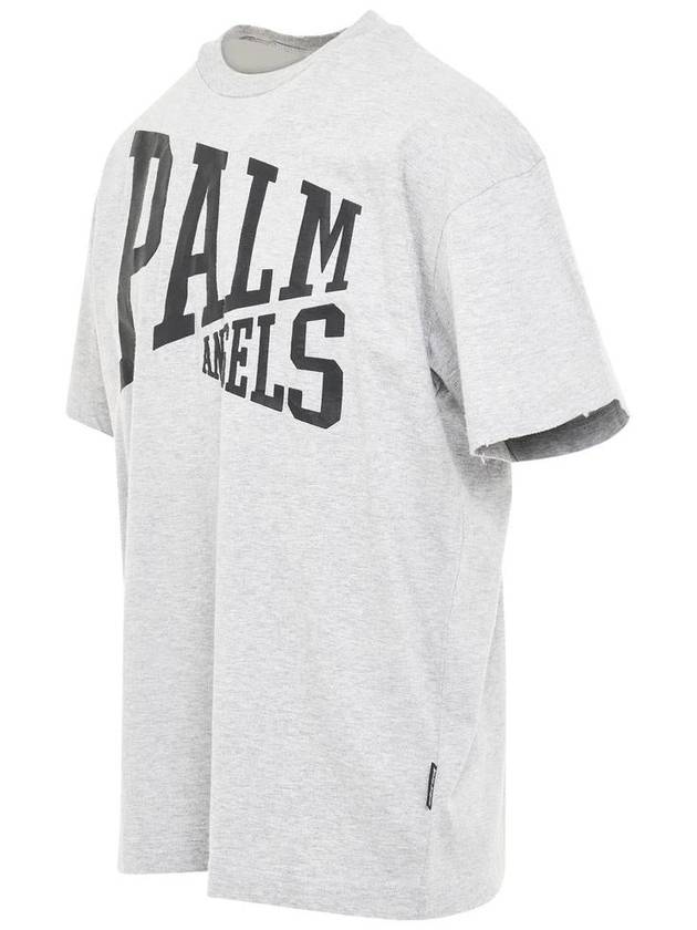 E Men's T-shirt Short Sleeve Top PMAA072F23JER0020910 College logo printed cotton t shirt - PALM ANGELS - BALAAN 4