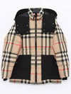 Women's Detachable Check Hooded Padding Archive Beige - BURBERRY - BALAAN 3