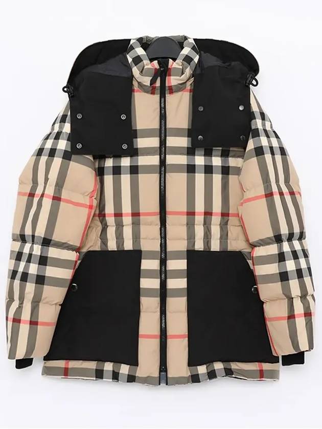 Women's Detachable Check Hooded Padding Archive Beige - BURBERRY - BALAAN 3