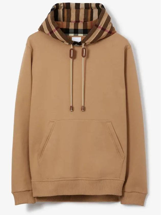 Check Cotton Blend Hoodie Camel Beige - BURBERRY - BALAAN 2