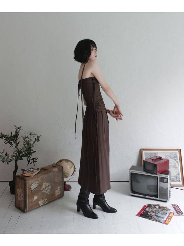 Shirring strap tube long dress brown - RUBATI - BALAAN 3