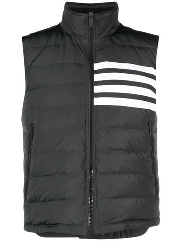 4 Bar Poly Twill Down Vest Charcoal - THOM BROWNE - BALAAN 1