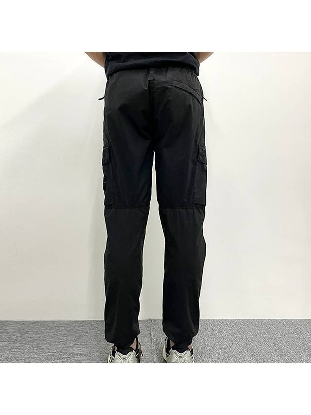 Stretch Cotton Tela Paracadute Cargo Straight Pants Black - STONE ISLAND - BALAAN 6