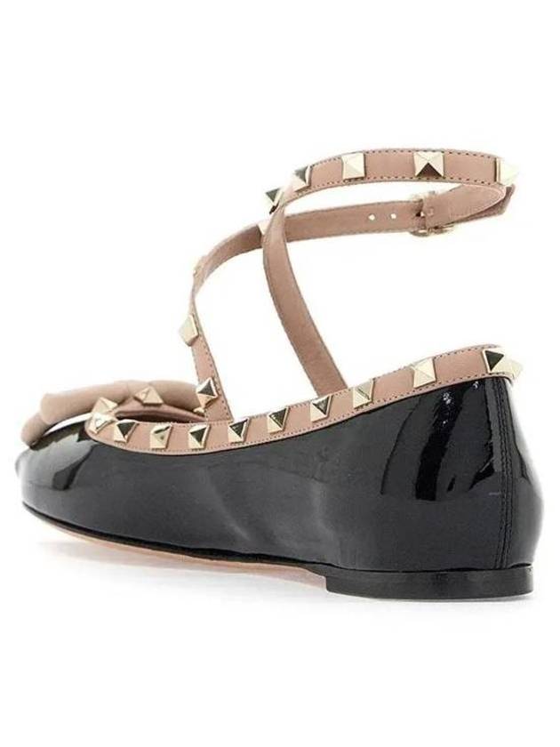 Rockstud Patent Leather Ballerina Black - VALENTINO - BALAAN 5