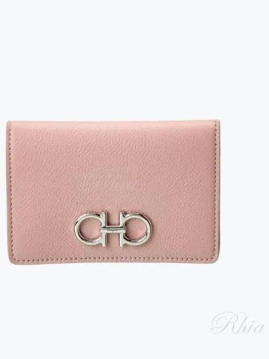 Gancini Leather Card Wallet Pink - SALVATORE FERRAGAMO - BALAAN 2